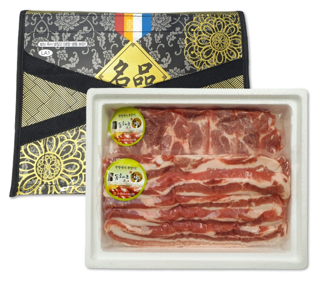 동충하초 삼겹살 600g, 목살 600g, 총 1.2kg