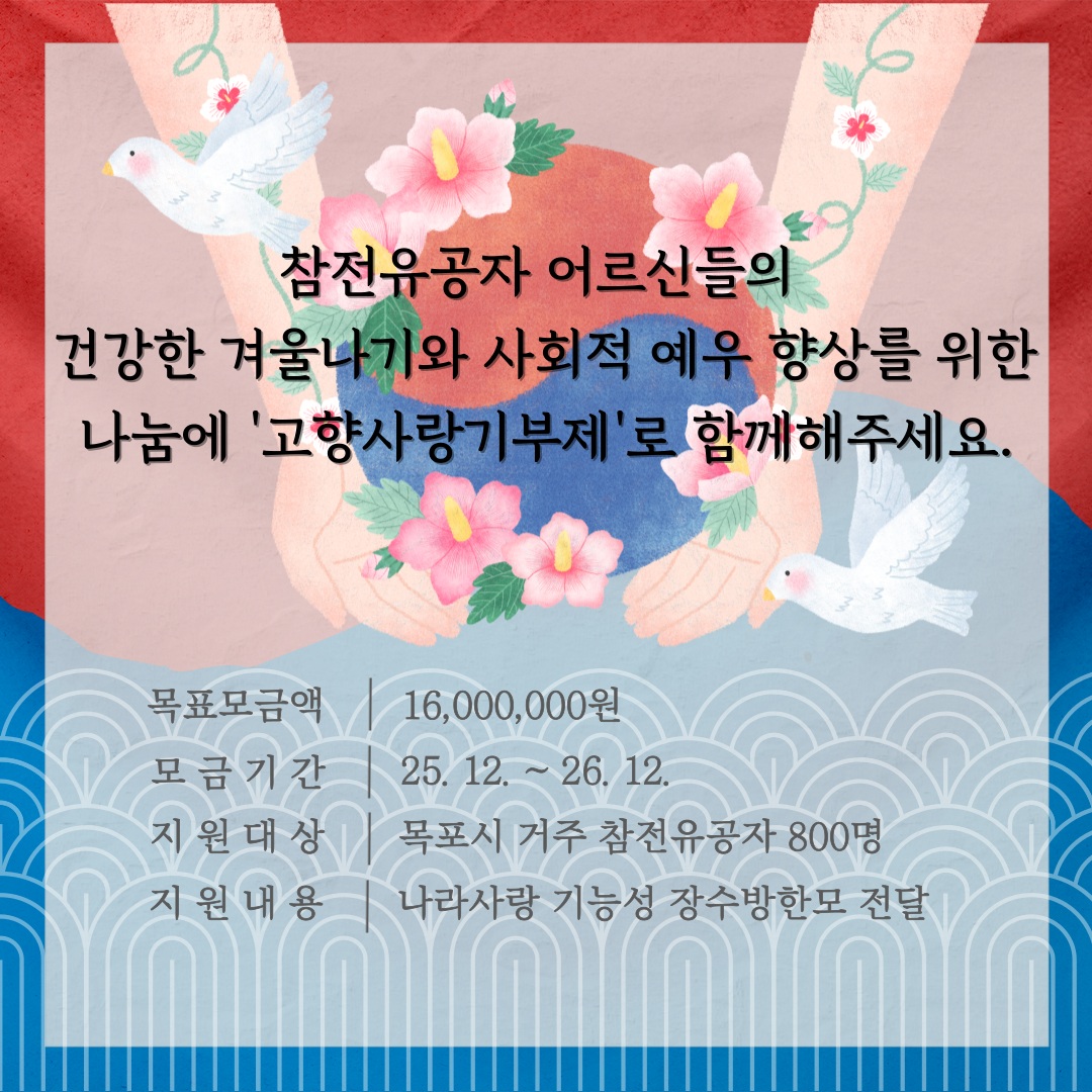 참전유공자 나라사랑 장수방한모 드림