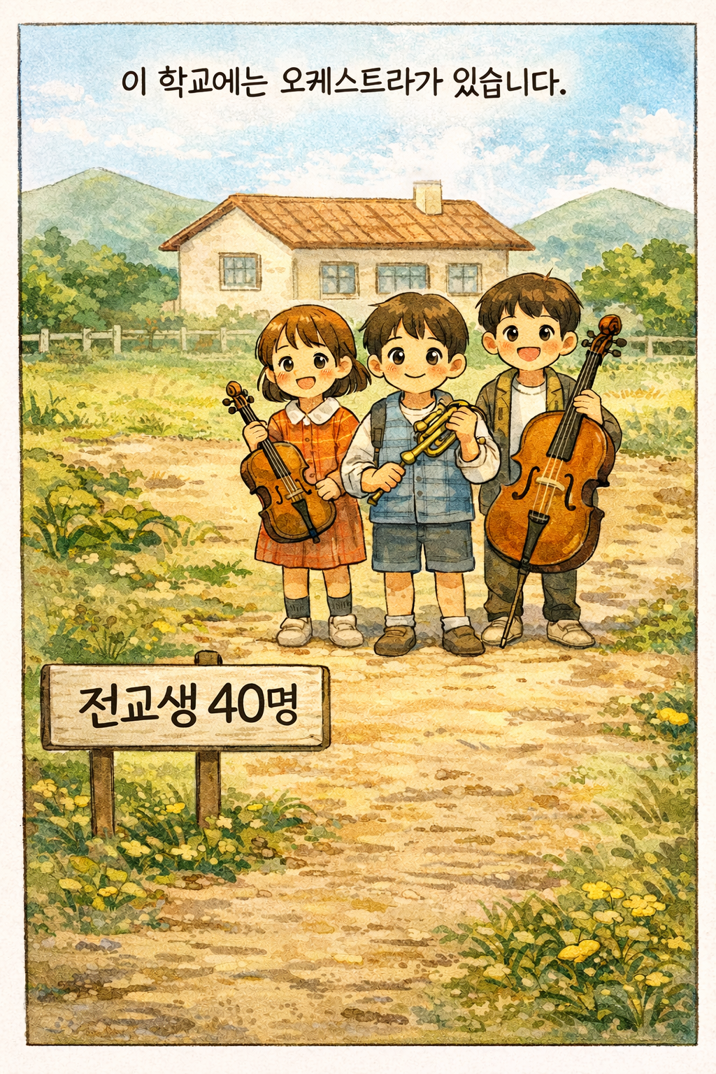 작은학교 앞 어린이들 그림