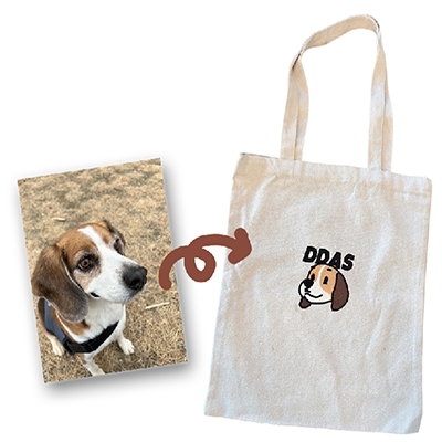 반려동물 캐리커쳐 자수 커스텀 에코백