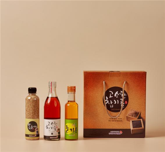 수입선물세트(참기름350ml+들기름180ml+볶음깨150g)