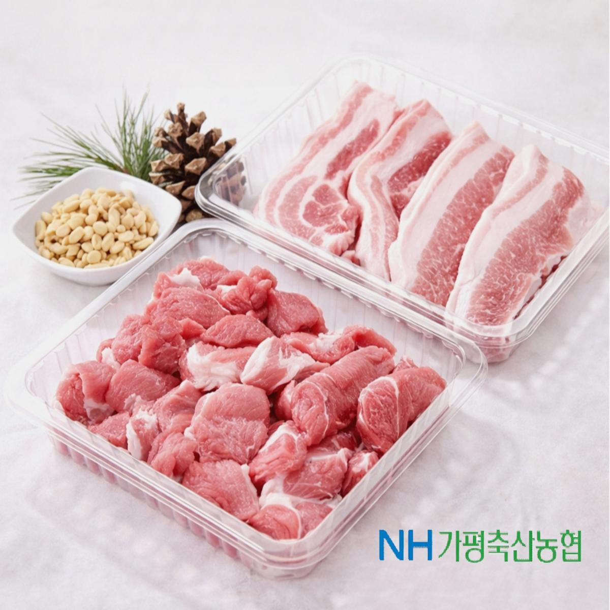 [경기도 가평군]한돈 2종 선물세트(삼겹 구이용 500g, 앞다리 찌개용 500g)