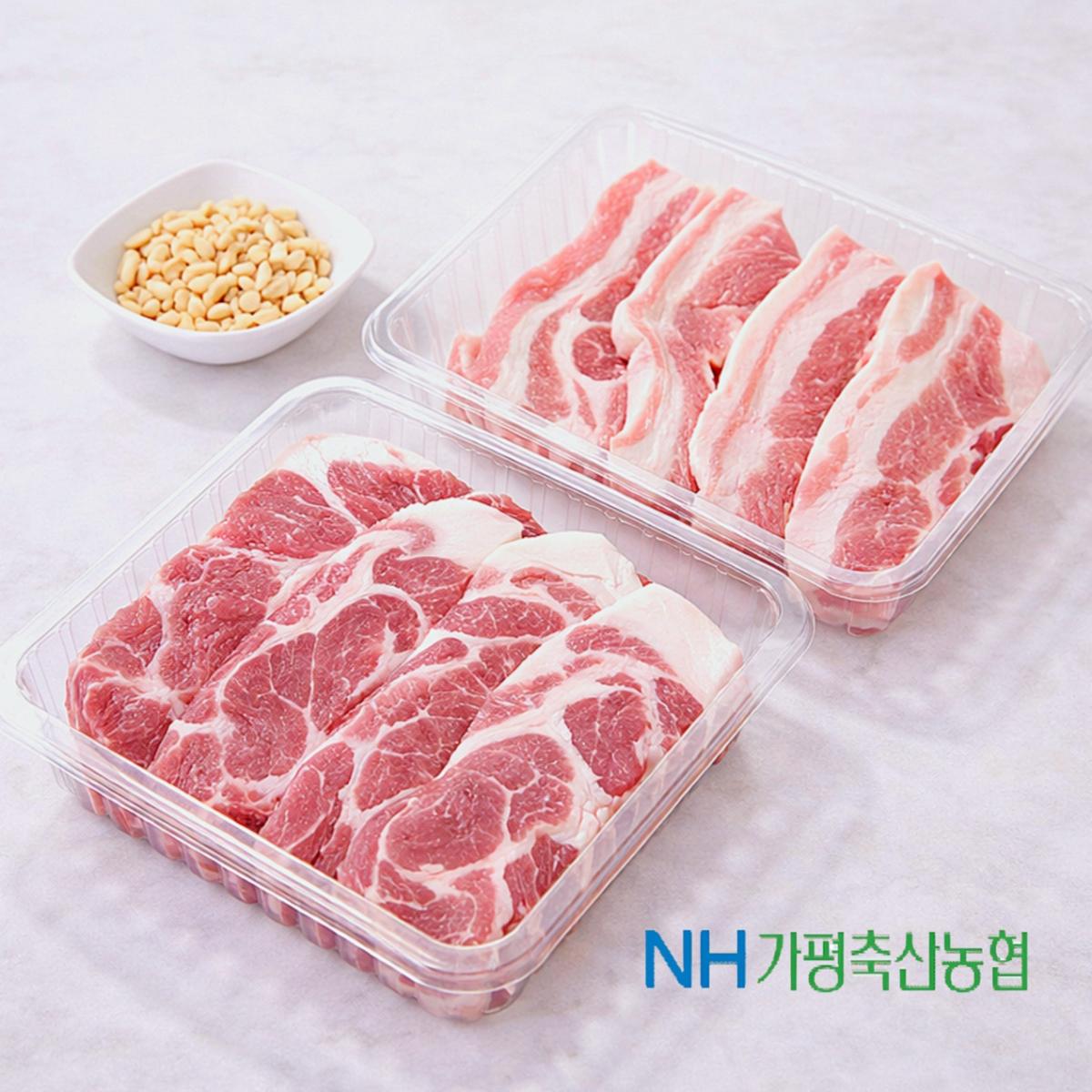 [경기도 가평군]한돈 2종 선물세트(삼겹 구이용 700g, 목살 구이용 700g)