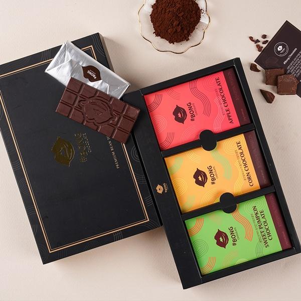 홍천의 사계절을 담다: 옥수수·사과·단호박 프리미엄 빈투바 초콜릿 기프트 세트