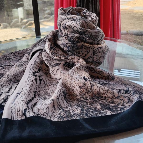 [영도벨벳] 벨벳 롱 스카프 간절기 머플러 초조대장경 어제비장전