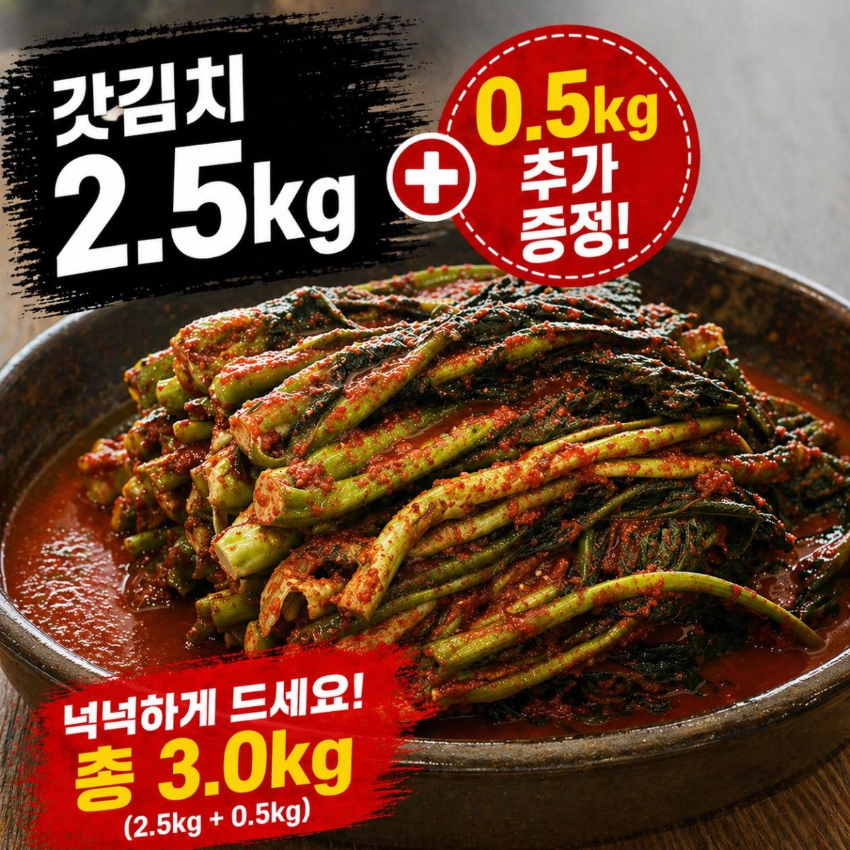 💝가정의달💝돌산갓장터마을 여수돌산갓김치 2.5kg(+갓김치 0.5kg 추가 증정)