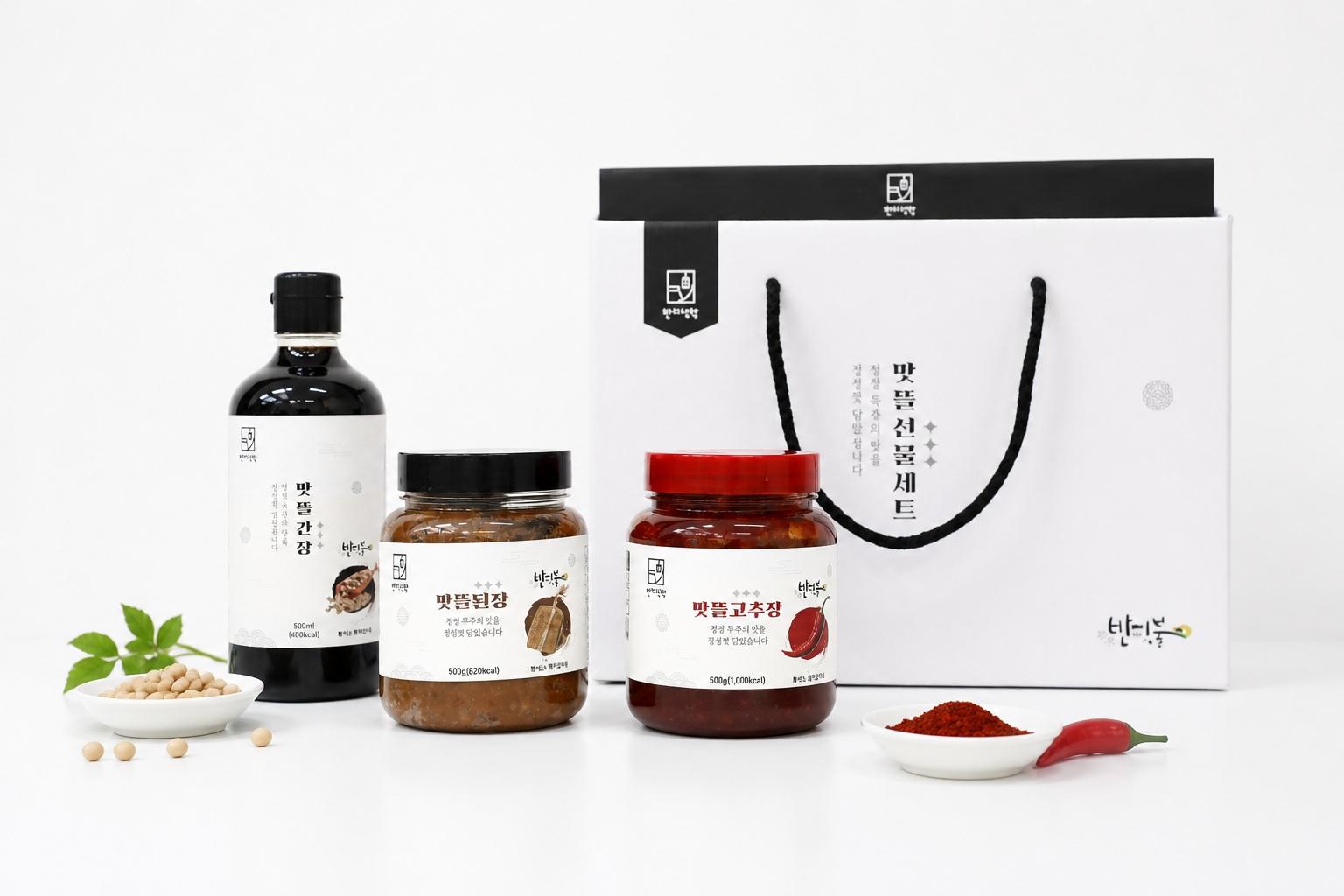 [전북 무주군] 전통 장류 맛뜰 선물세트 3종(된장·고추장·간장 500g)