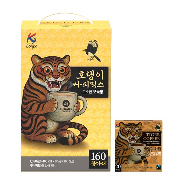 K Coffee 호랭이커피 믹스&블랙 총 180스틱(믹스 160 + 블랙 20)