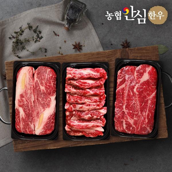 한우 1++등급 채반 선물세트(등심 250g x 2팩+채끝300g+특수부위200g)