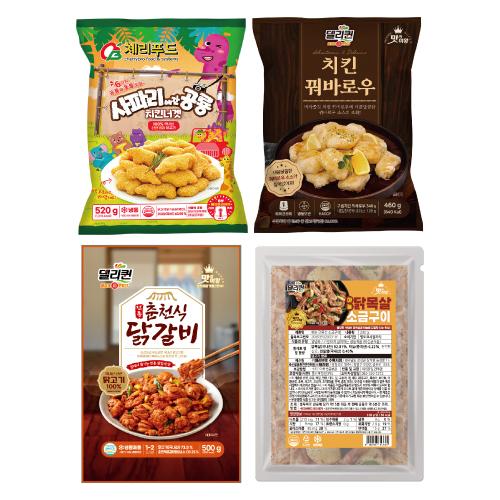 델리퀸세트 4종(닭갈비, 치킨너겟, 꿔바로우, 닭목살소금구이)