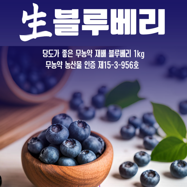 농장에서 갓 딴 블루베리 1kg
