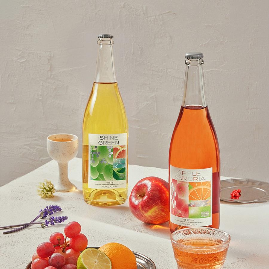 [충주 전통주]댄싱사이더 애플상그리아&샤인그린 750ml 선물세트